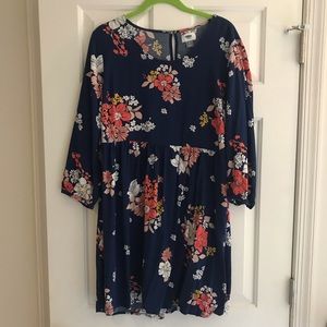 Navy dress with 3/4 length sleeves